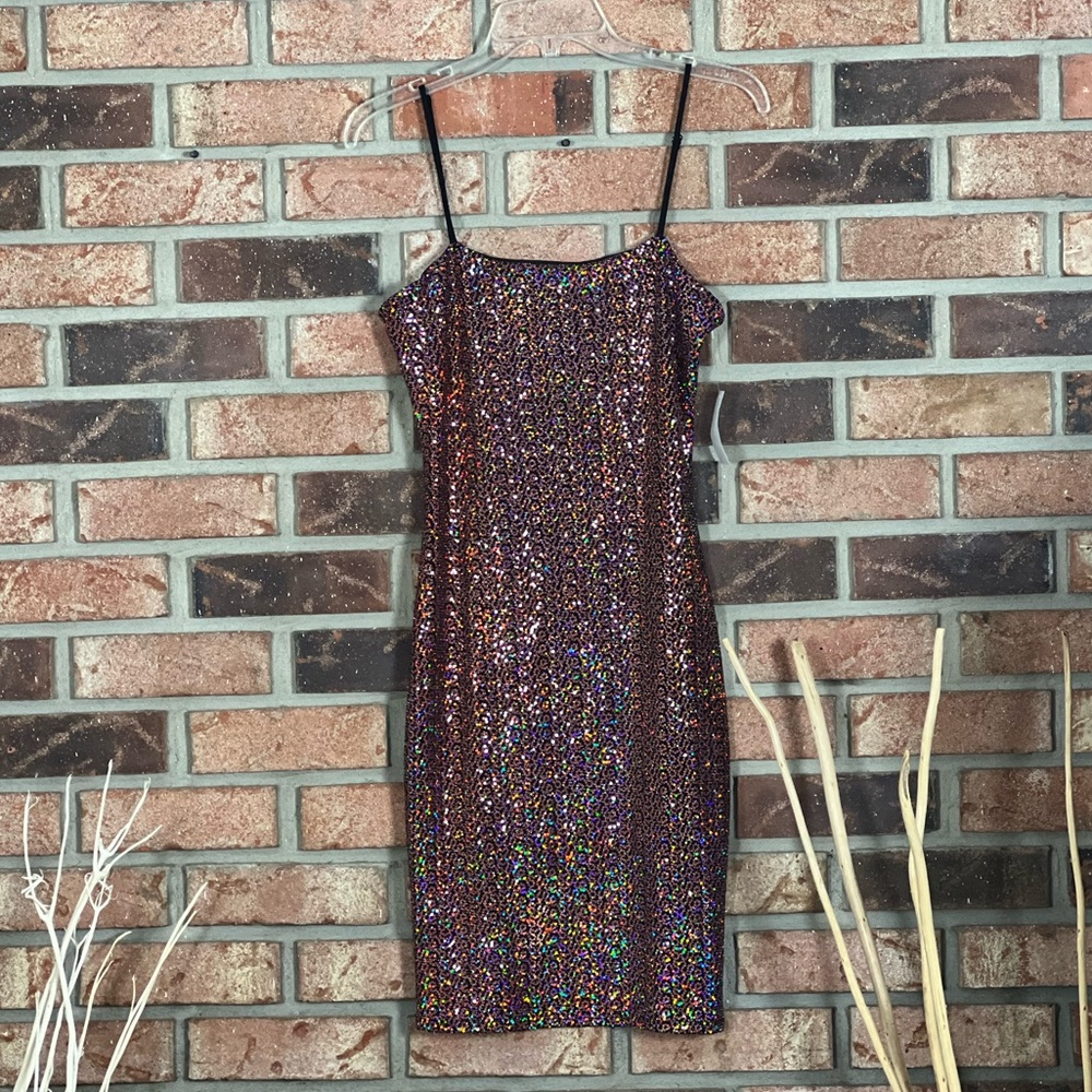 Lux LA Sequined Spaghetti Strap Dress